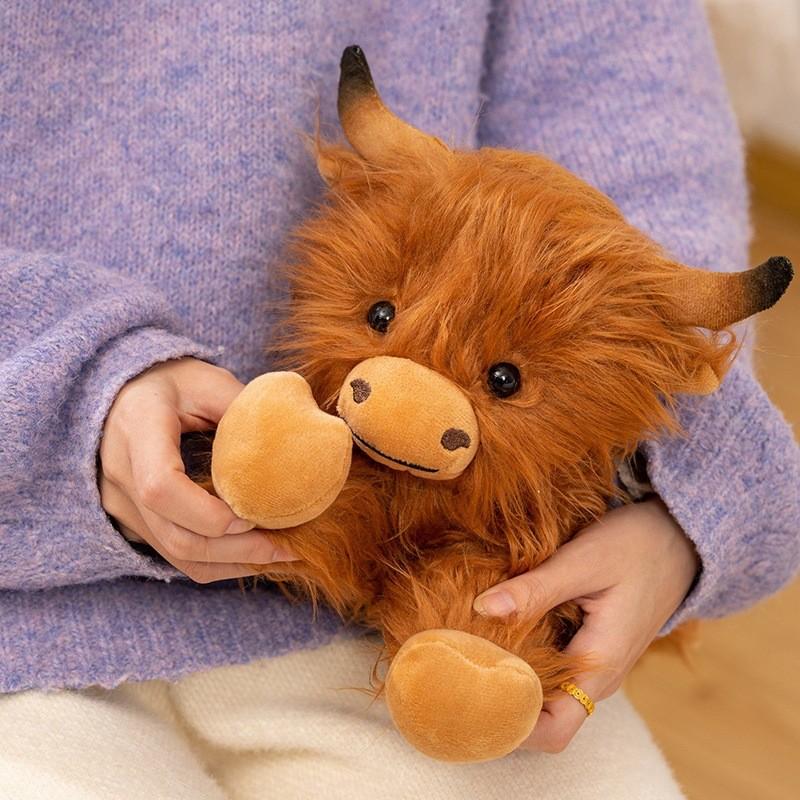 Yak Plush Toy With Long Fur Realistic Highland Bull For Kids And Collectors