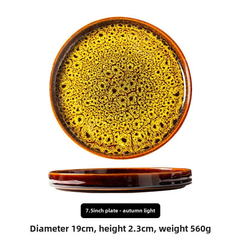 Ceramic Household Dish Ceramic Dumpling Plate Ins High Appearance Level Western Plate Japanese Round Tray