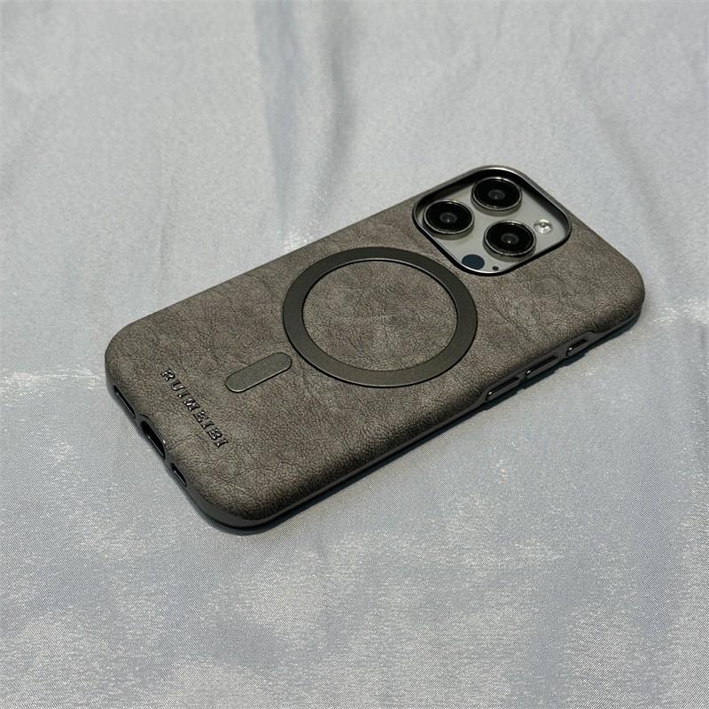 Magnetic Leather Phone Case IPhone 15 16 17 Pro Max Premium Business Style Full Coverage Shockproof Protective Cover