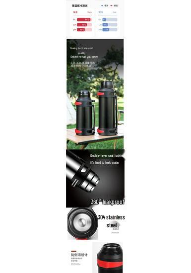 Men's 304 Stainless Steel Thermos Flask: Large Capacity, Portable Water Bottle for Outdoor Travel