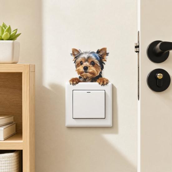 Light Switch Plate Stickers Cute Cartoon Puppy Decorative Switch Cover Decals 1 Pc