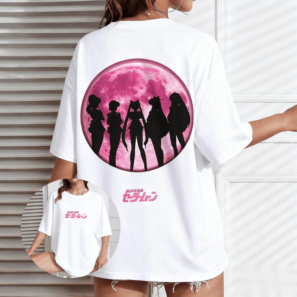 Unisex Oversize Sailor Moon Anime T Shirt Unisex Women Short Sleeve Graphic Tee Soft Casual Top New Summer Loose Clothes