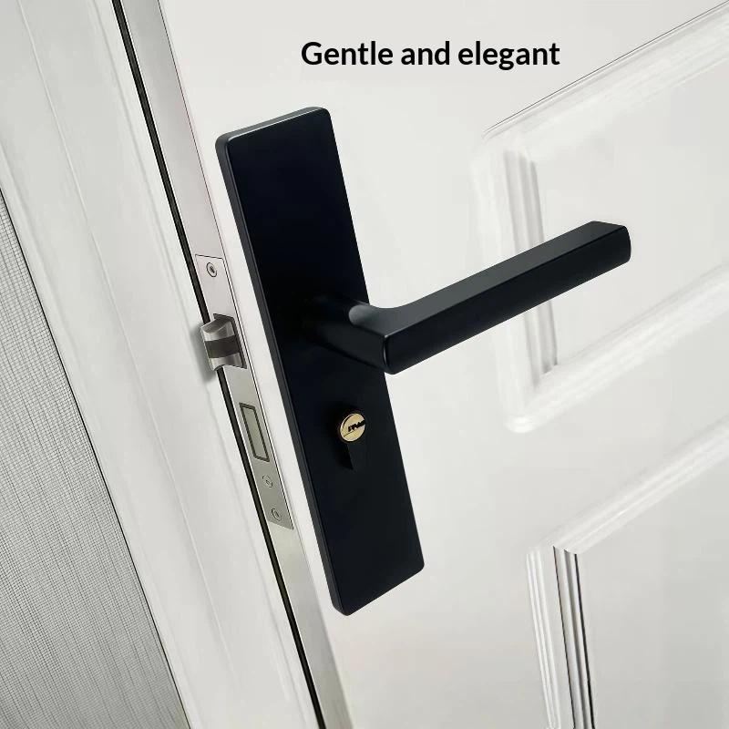 Black Interior Door Handle Lock Set Anti-Theft High Security Easy Install Universal Fit for Kid's Room Guest Room Use