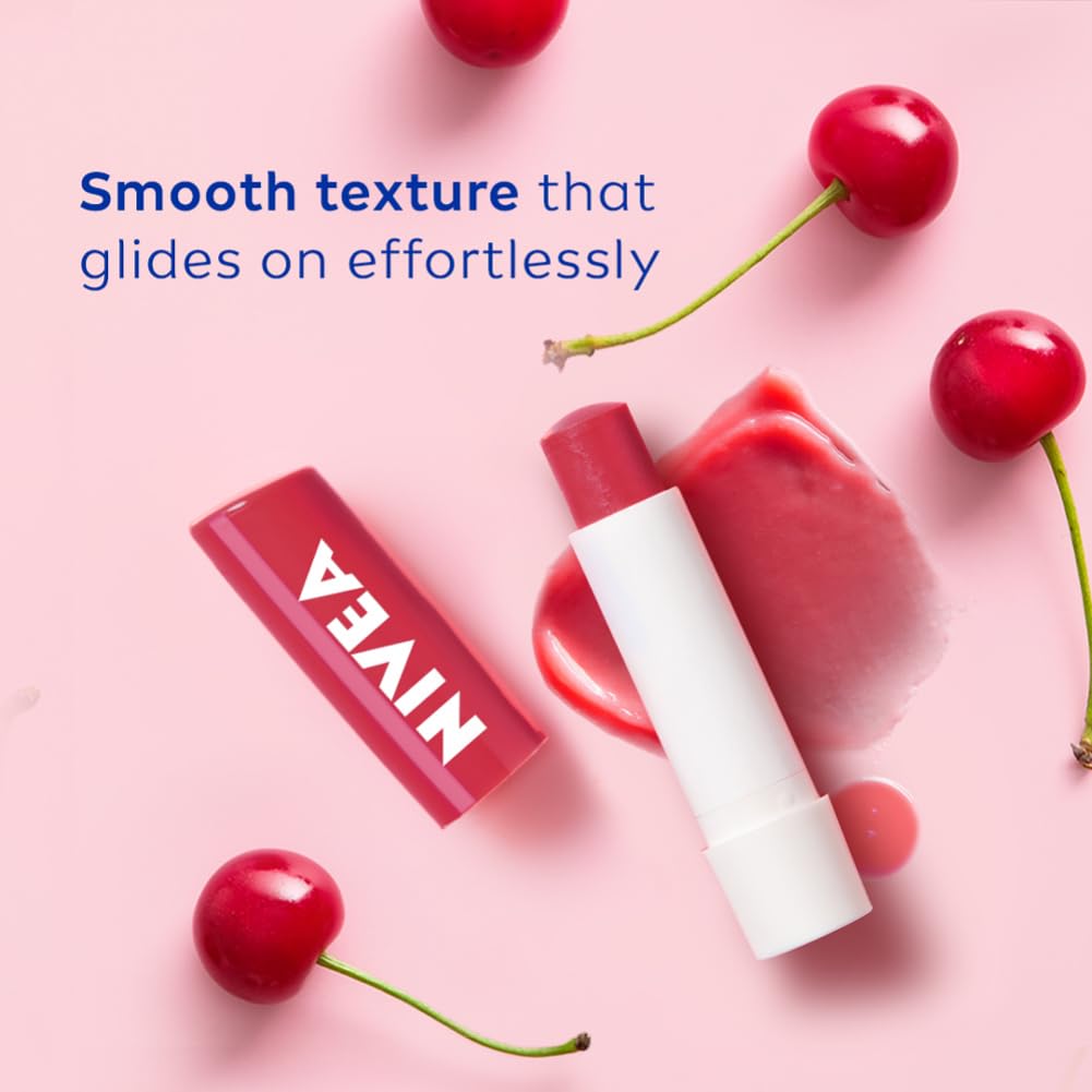 Nivea Cherry Shine Lip Balm 4.8g Pack Of 1 | Glossy Finish With 24H Moisture | Smooth Texture For Soft Lips | Natural Lip Care