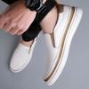 Fashion Brand Summer Fashion Comfortable Men's New Versatile White Shoes Genuine Leather Breathable Soft Soled Leather Shoes Board Shoes