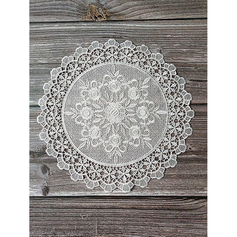 

Белая кружевная ткань вышитая подушка для обеденного стола подставка под горячее плейсмат коврик для чайного набора аксессуар подкладка нескользящий коврик круглый изоляционный коврик White Diameter 20cm