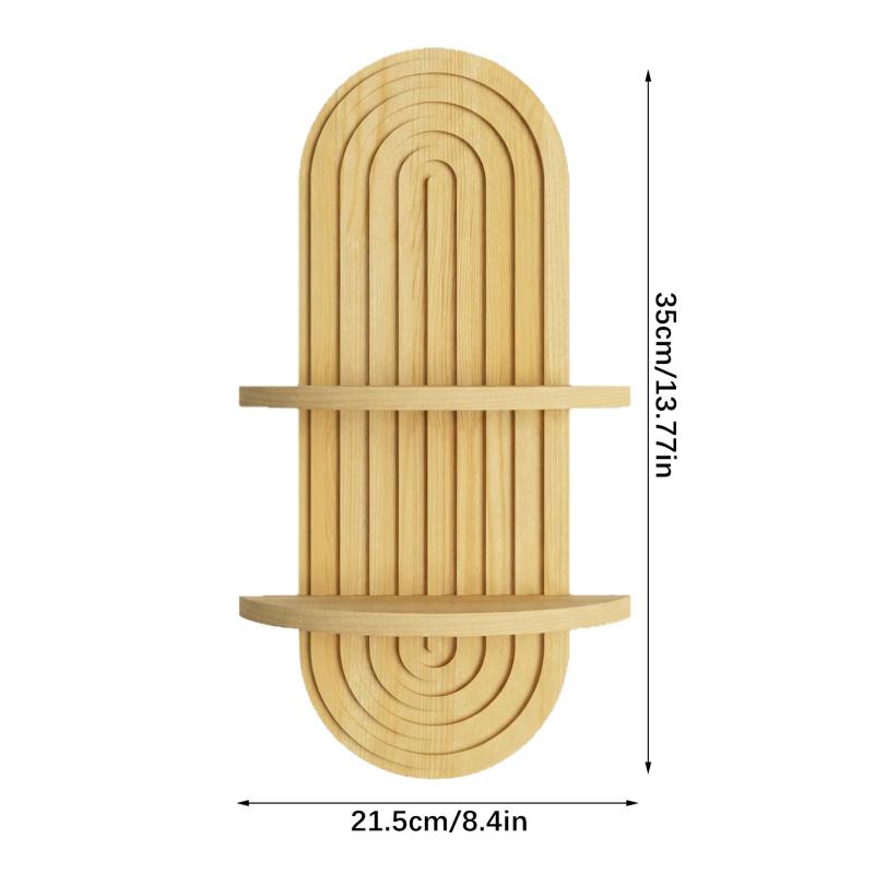 Scaffale da Parete in Legno a Doppio Strato Stile Boho Chic per Ambienti Domestici Eleganti