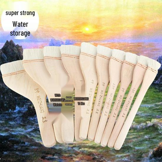 Wei Zhuang Long Handle Wool Fan Brush for Watercolor Painting