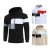 Men Winter Hoodie Pullover Colorblock Long Sleeves Drawstring Hooded Keep Warm Soft Mid Length Spring Hoodie for School