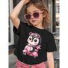 Girl Short-Sleeved Cute Cartoon Penguin Pink Skateboard Print Girl'S Summer Sweet And Fashionable T-Shirt