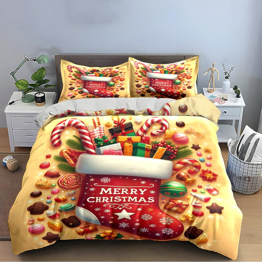 Christmas Tree Decoration Bedding Set Bedding Set (1 Duvet Cover, 2 Pillowcases, Duvet Not Included)
