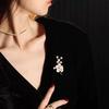 Elegant Peach Blossom Brooch: High-End Enamel Pink Flower Pin for Women