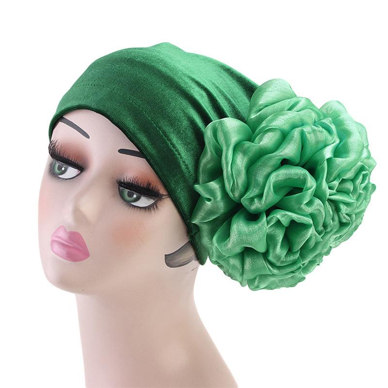 Fashion Women Big Flower Hijab Bonnet Muslim Stretch Headscarf Islamic Head Wrap Turban Caps Ladies Hair Accessories Chemo Hat
