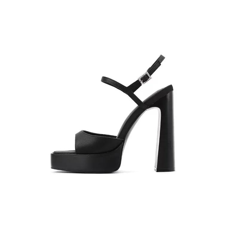 Fashion 2025Platform Super  Women's Sandals Heeled Shoes Sexy Square Toe Slingback Luxury Party Pumps Plus Size De Mujer