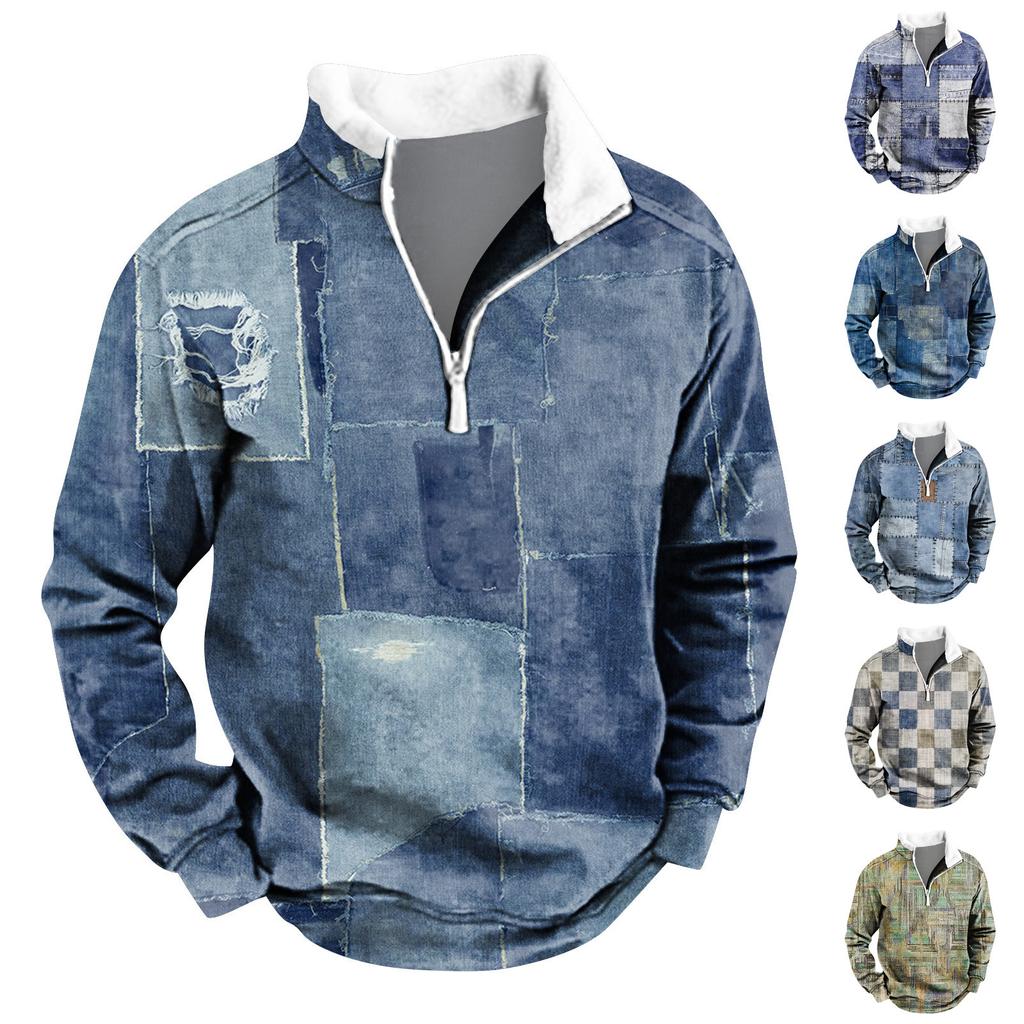 Pánské tričko s dlouhým rukávem Party Christmas Fleece límec s výstřihem do V