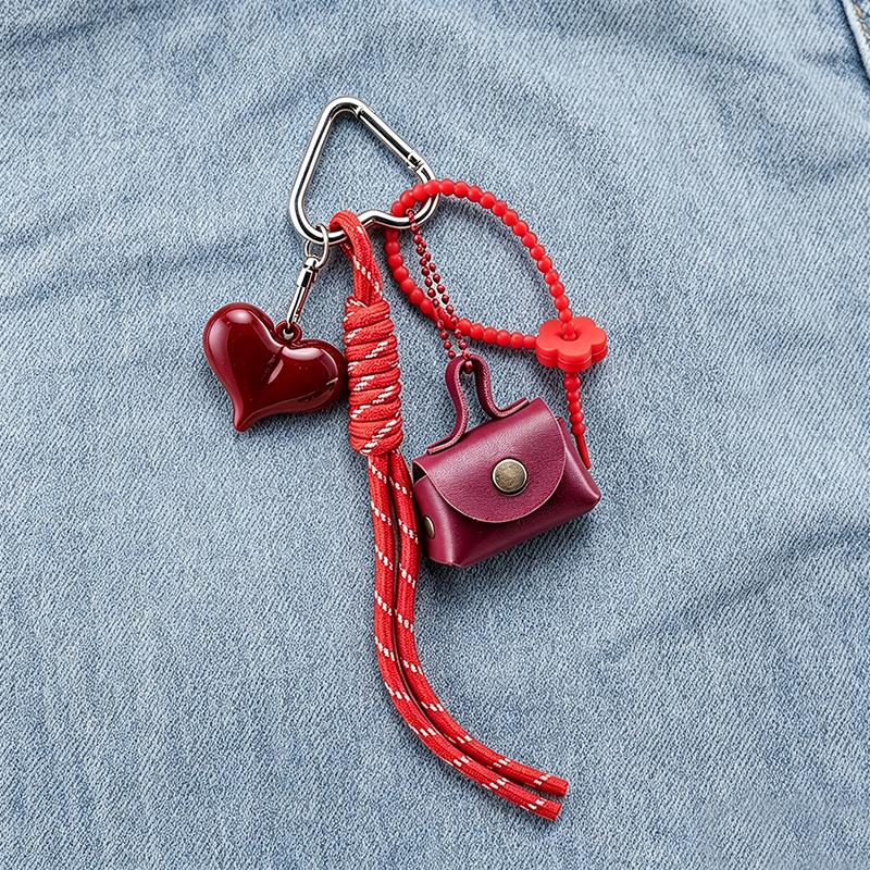 Brelok do torebki Pleciony sznurek w stylu Maillard Wisiorek Znakomita skórzana mini torebka Breloczek Kobiety Luksusowa torebka Dekoracja telefonu komórkowego