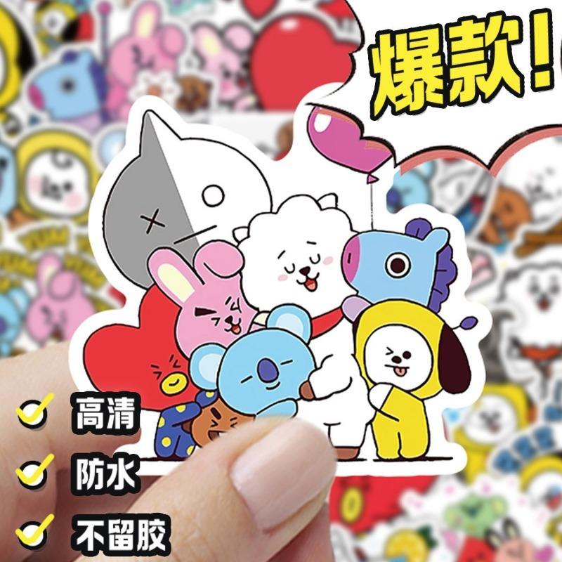 Bt21 K-Pop Cartoon Stickers Cute Diy Sticker Book For Mobile Phone Decoration, Handwriting Journal Cover, Notebook Stickers