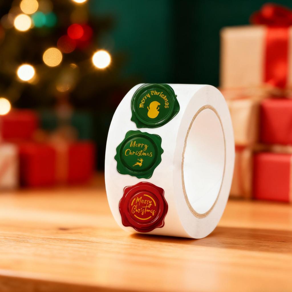 500 Pcs/roll Christmas Envelope Sealing Sticker Adhesive Envelope Sealing Stickers For DIY Craft Lovers Stocking Stuffers Kid