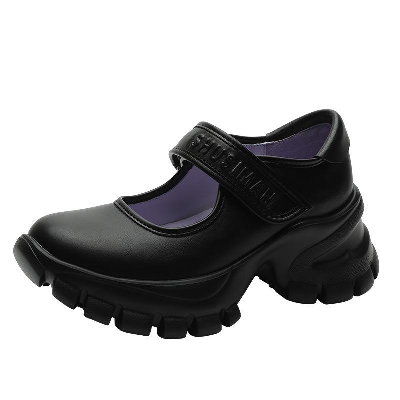 

Summer new silver small leather shoes thick heel thick sole light mouth Mary Jane single shoes women 40 чорний