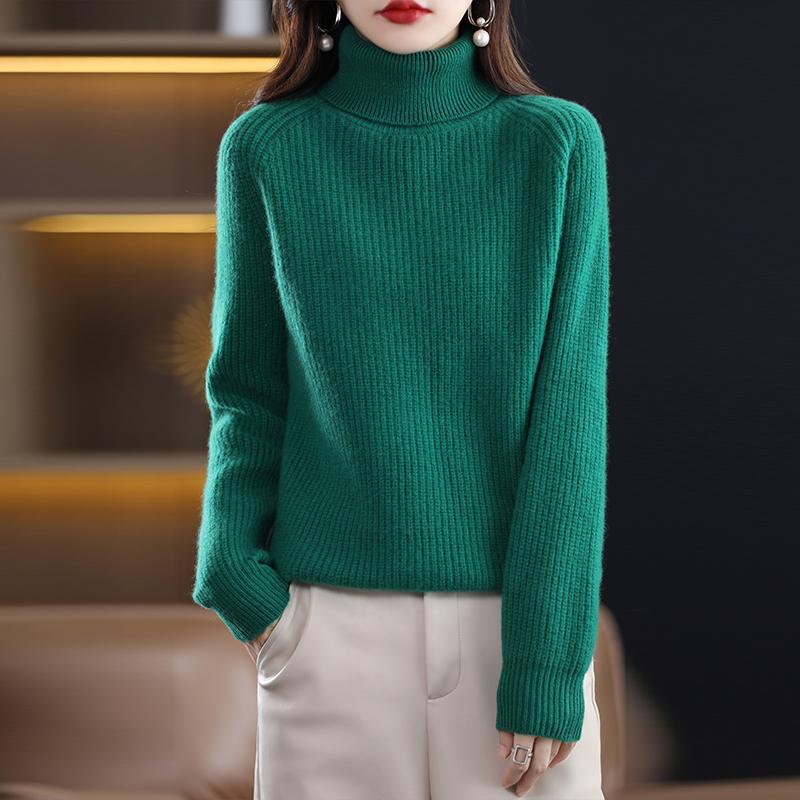 Dámský kašmírový svetr Qinghe kašmír 30% kašmír 70% vlna podzimní a zimní kašmírový hustý svetr měkký a teplý
