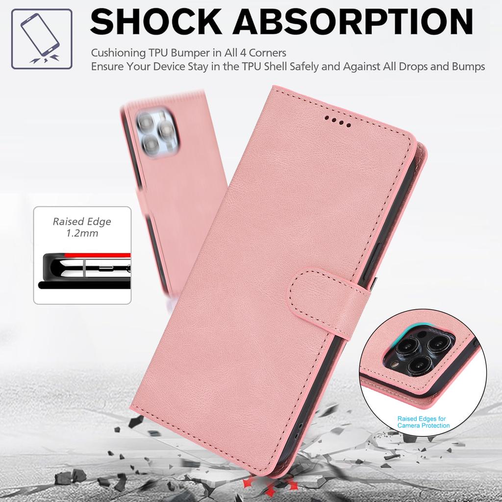 For iPhone 16 Case PU Leather Phone Cover Card Holder Magnetic Clasp Protective