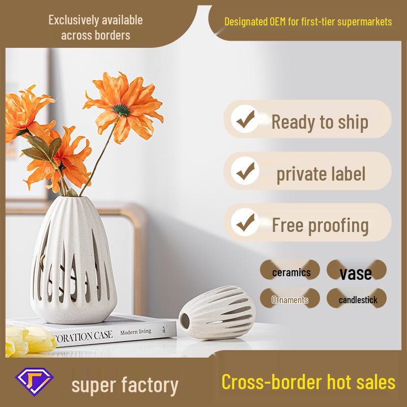 Simple Ceramic Flower Vase - Creative Home Decoration Ornament