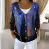 Women's Fashion Long Sleeve Christmas Snowman Snowflake Print Jacket Cardigan