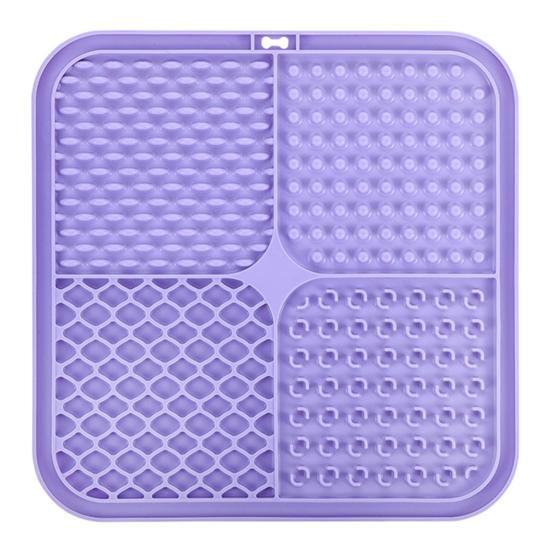 Square Silicone Dog Lick Mat with Suction Cup Anxiety Relief Pet Food Mat Anti-tip Slow Eating Bowl Peanut Butter Licking Mat Enrichment Toy