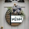 Artificial Plant Welcome Sign Wooden Wall Art Gifts Door Wreath  Front Door