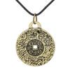 Russian Amulet Necklace Pendant Retro Vintage Protect Charm Talisman Powerful Wealth Success Health Luck Jewelry Unisex Men Women PU Leather Alloy