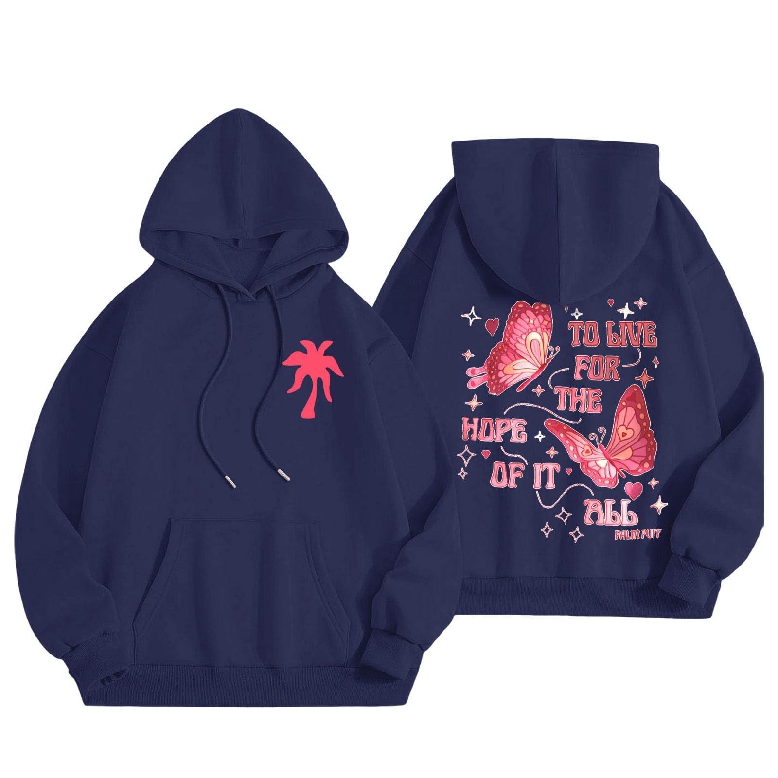 

Графические толстовки с капюшоном для женщин Милый пуловер с длинным рукавом Опрятные толстовки с капюшоном с буквенным принтом Одежда на осень-зиму S белый