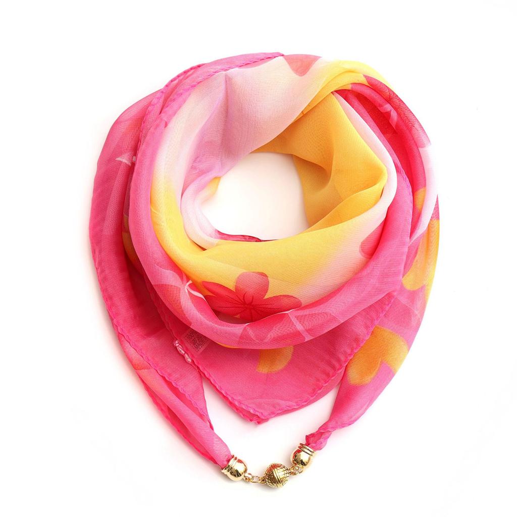 Women's Summer Magnetic Buckle Silk Scarf: Versatile, Fashionable Chiffon Square Scarf for Shirts