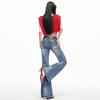 American blue low-rise slightly pulled jeans women's spring and summer new slim-fitting and thin straight-leg flared pants pants main push
