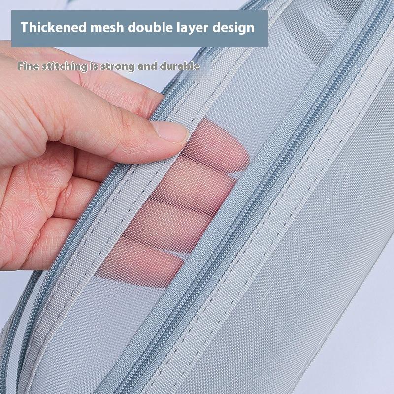 Grid Mesh Pencil Case Large Capacity Stationery Organizer Clear Translucent Cosmetic Bag Storage Bag