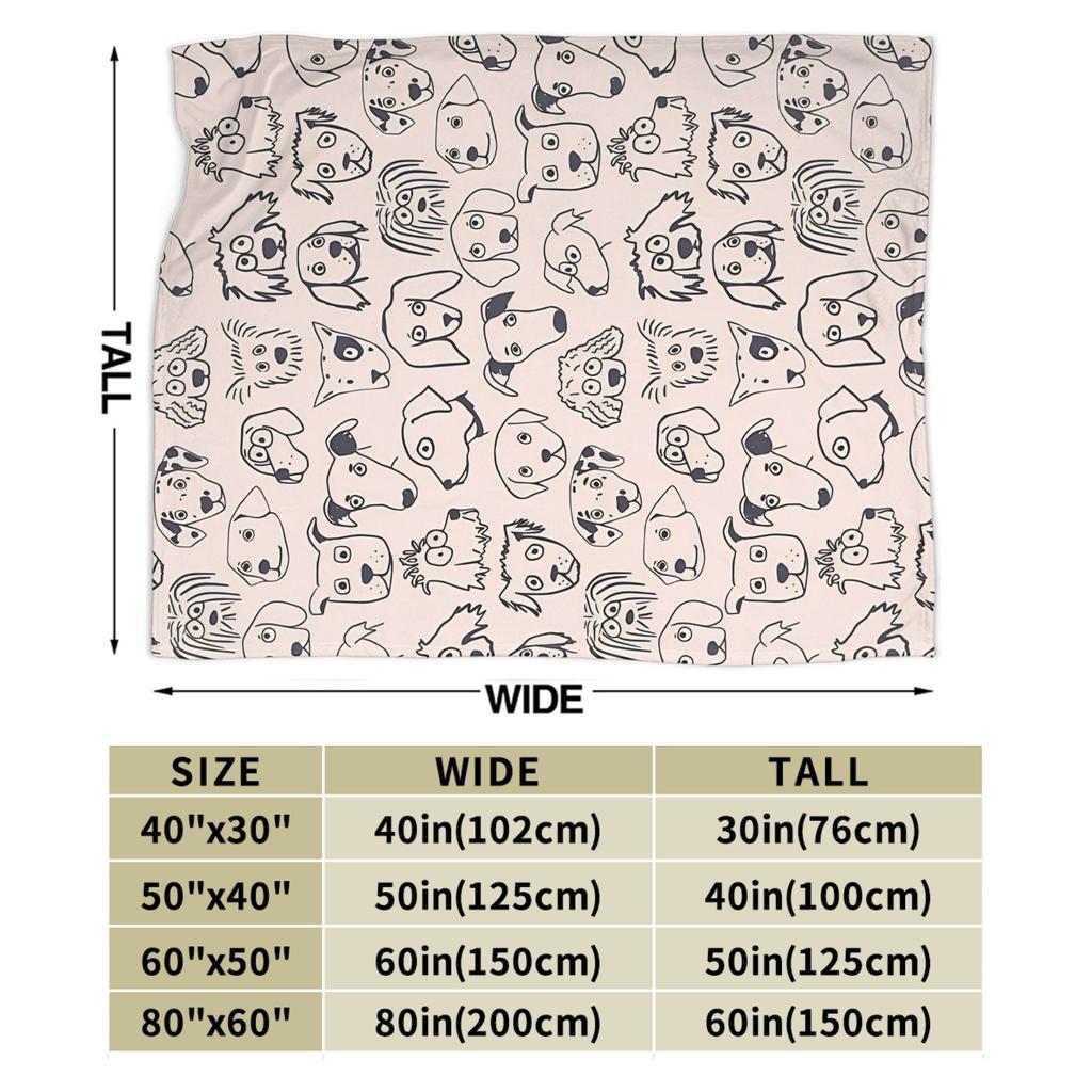 Retro Vintage Art Cute Dogs Blanket Soft Warm Graphic Plush Throw Blanket For Couch Chair Sofa Bed Flannel Bedspread Bed Cover