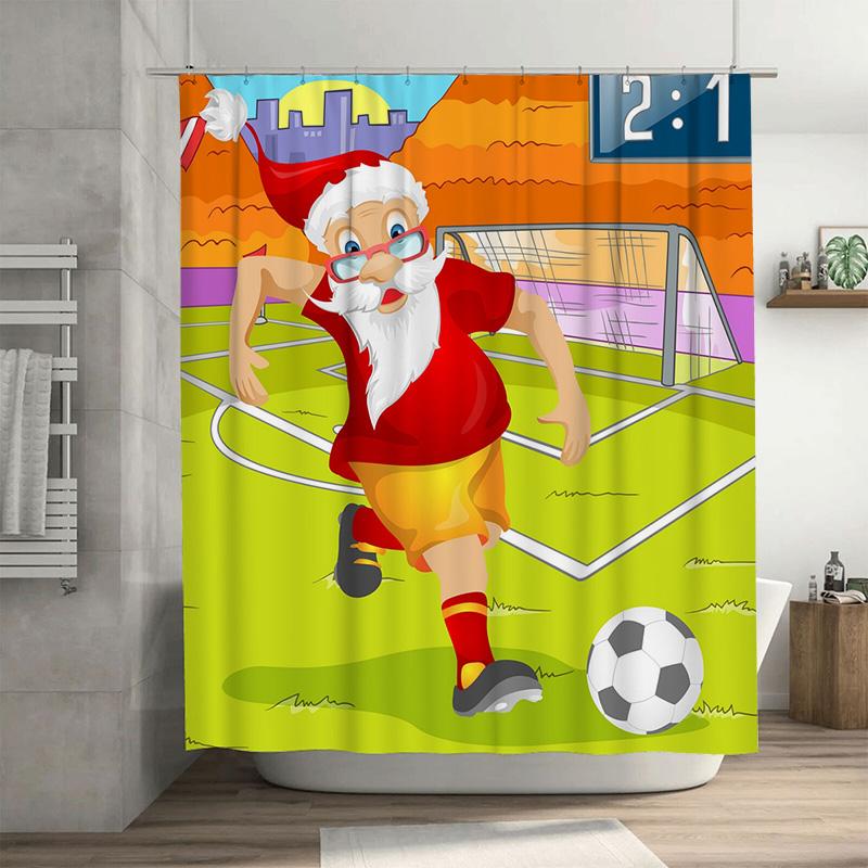 

Tu Vintage Football Shower Curtain Retro Soccer Decor Bathroom Set Sports Theme Waterproof Fabric Washable Liner W60H190(CM)-1 Pcs