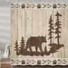 Bear Shower Curtains for Bathroom Wild Animals Rustic Cabin Forest Bear Print Wooden Board Cloth Bath Curtain Set Bathroom Decor