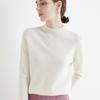 Damen Nahtloser 100% Wollpullover Langarm mit Halbhohem Kragen für Herbst/Winter