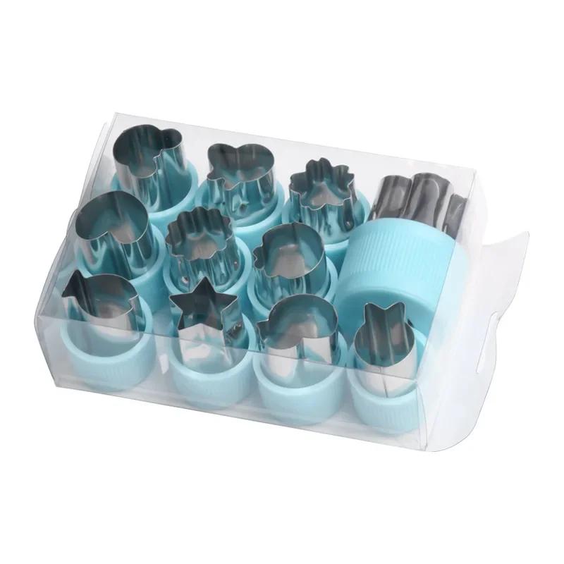 3/12Pcs Star Heart Shape Vegetables Cutter Plastic Handle Portable Cook Tools Stainless Steel Fruit Cutting Die Kitchen Gadgets