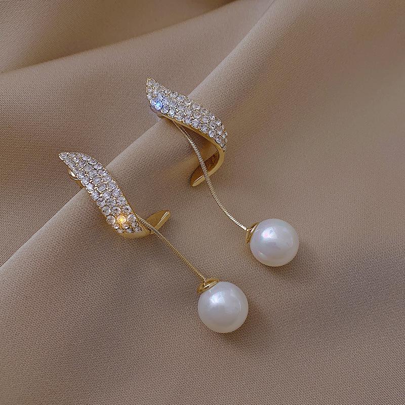 

2023 New Classic Elegant Imitation Pearl Dangle Earrings For Women Crystal Long Tassel Exquisite Drop Earring Wedding Zircon золотой