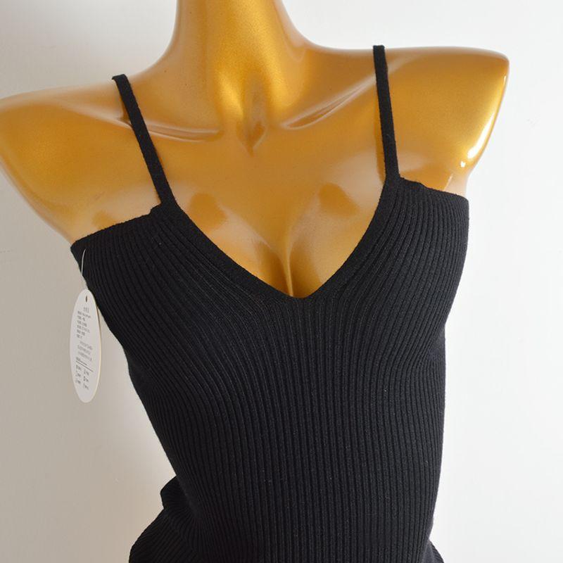 

Модный сексуальный стиль, открытая спина, сексуальный маленький V-образный вырез, пуш-ап, крупная вязка, майки-слинги, женские топы-жилеты спереди и сзади, лето Black M