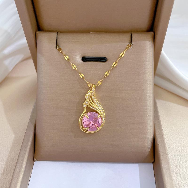 Full Diamond Luxury Light Luxury Banquet Wedding Necklace Female Internet Celebrity Versatile Collarbone Chain Titanium Steel Chain