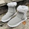 Large size snow boots new winter thickened solid color short boots plush edge flat boots