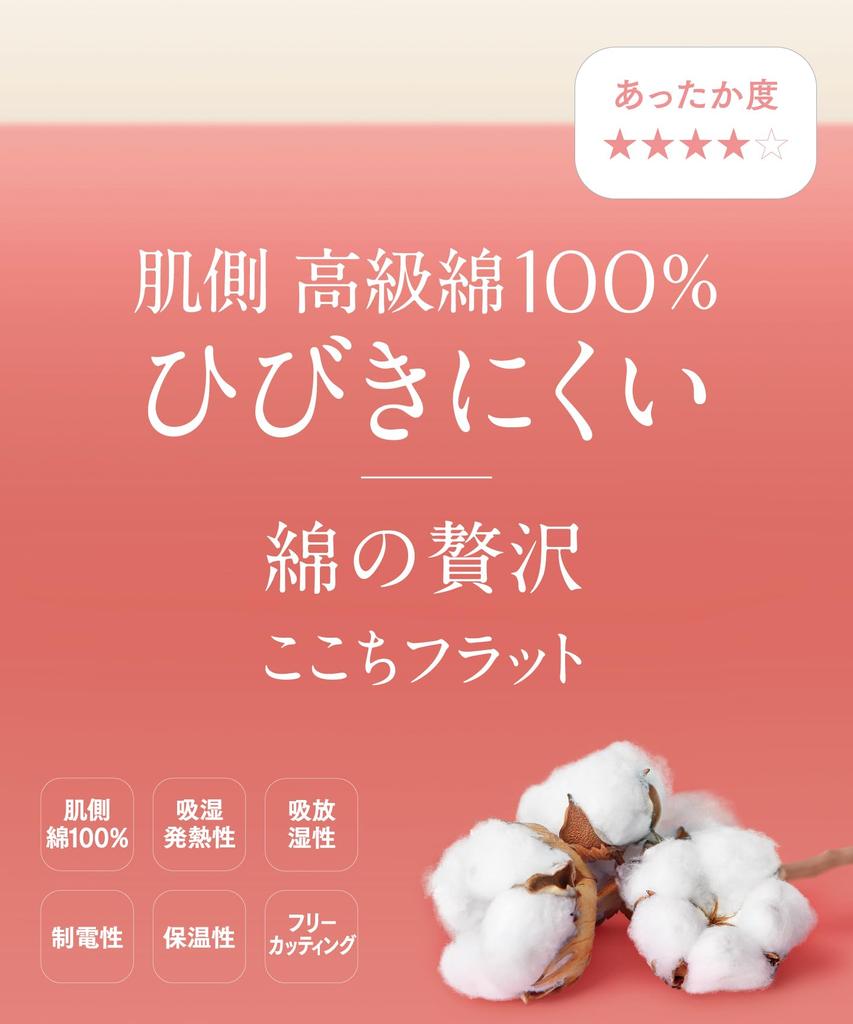 Warm Cotton Show Through Resists Stuffiness Cotton Comfort Long EL4872 BL L Wing/Wacoal Innerwear, 100% (Skin Side), Won't Outerwear, [Luxurious