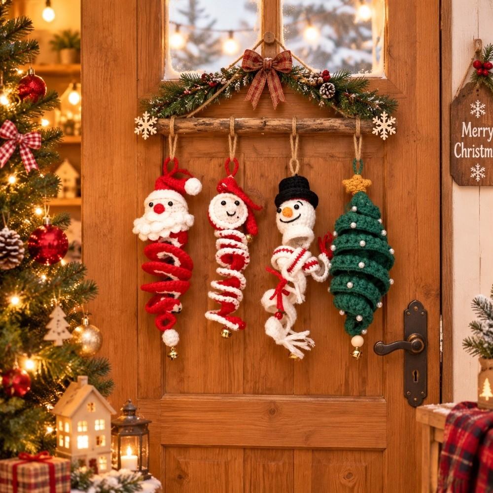 Handmade Gift Snowman Spiral Crochet Pendant DIY Crochet Santa Claus Decor Holiday Party