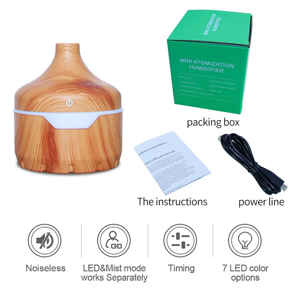 USB Charging Air Humidifier Large Capacity Wood Grain Home Air Purifier for Home Office