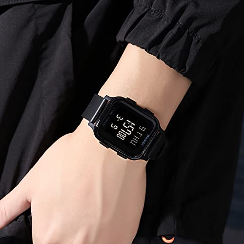 Datirzyx Men's Digital Watch with Soft Band, Waterproof, Stylish Design for Boys, Outdoors, Sports, Work, Multi-Function, Includes Japanese Instructio