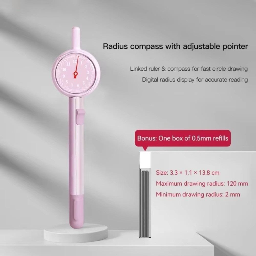 Push-Button Control Geometry Drawing Compass ABS Integrated Ruler Radius Pointer Compass  Exam Use