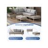 Garden Lounge Set for 4-5 People with Corner Sofa, Washable Fabric Cover, Khaki Color