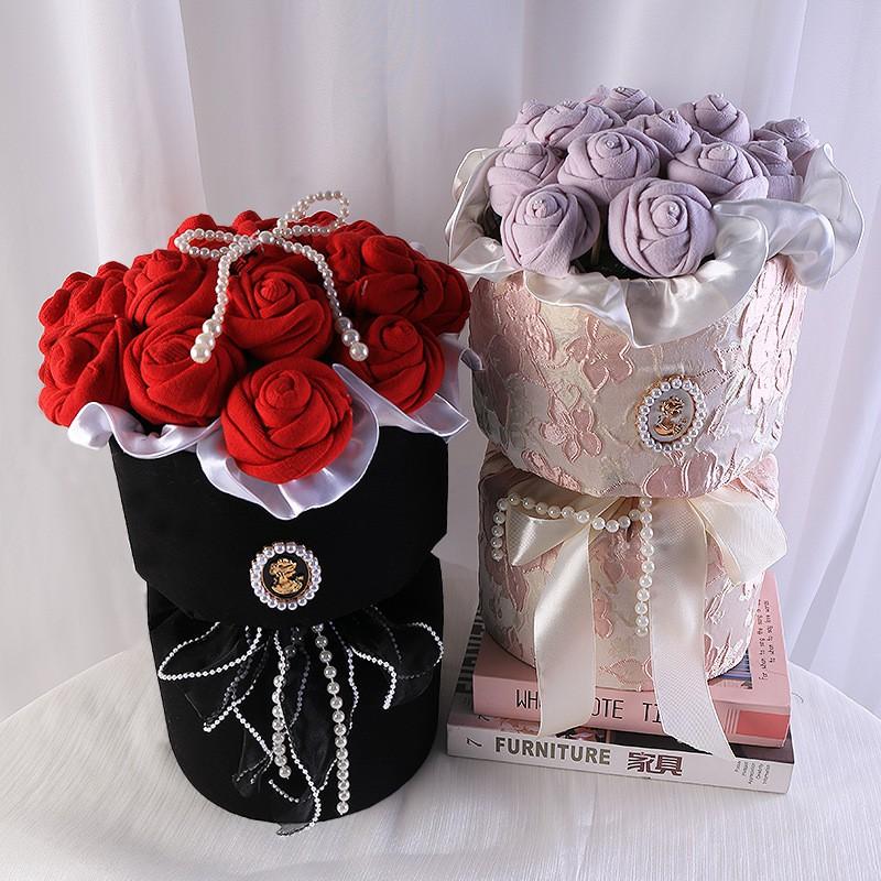 Handmade Sock Bouquet Gift Valentines Day Cotton Mid-Calf Socks In Romantic Colors Unisex Casual Style
